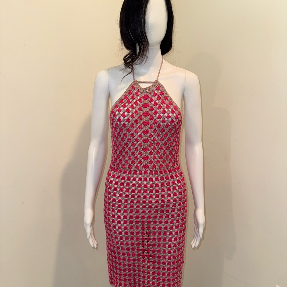 More to Come Backless Pink and Silver Dress